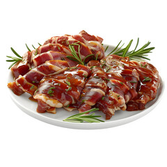 Italian bacon-wrapped chicken on transparent background
