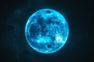 Obraz premium full moon with a glowing blue aura floating in the night sky