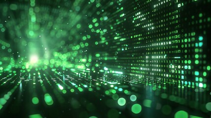 Obraz premium Futuristic Neon Matrix with Flowing Green Codes for Cyber Inspired Computer and Software Product Concepts