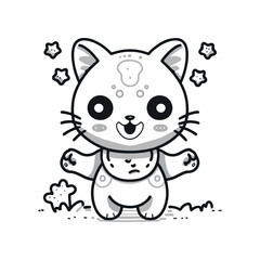A sticker template featuring a cartoon cat figure Cat's head