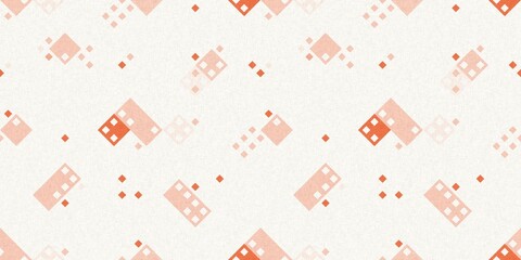 Simple glitch geometric seamless abstract border with playful woven peach color. Bright whimsical gender neutral bold irregular shape textile Cotton effect banner.