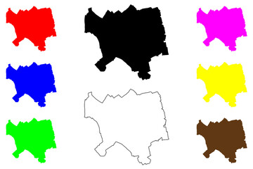 London Borough of Sutton (United Kingdom of Great Britain and Northern Ireland, Ceremonial county and region Greater London, England) map vector illustration, scribble sketch map