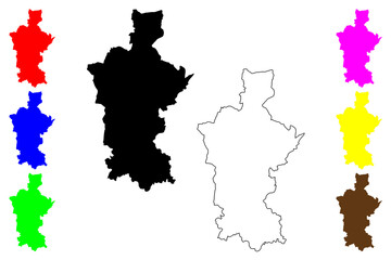 Test Valley Non-metropolitan district, Borough (United Kingdom of Great Britain and Northern Ireland, ceremonial county Hampshire or Hants, England) map vector illustration, scribble sketch map