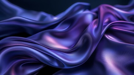 Fototapeta premium A detailed macro shot of smooth satinlike waves and curves with a reflective surface The shapes flow and overlap capturing light to display a blend of dark purples Twilight Blue and subtle pinks The b