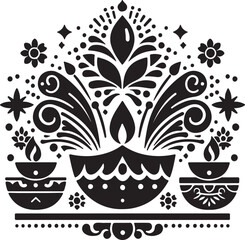 Diwali icon silhouette vector style