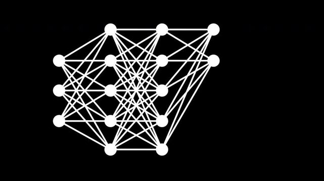 animation of deep machine learning the schema with multiple hidden layers one input and output layer, simple visualisation of neural network