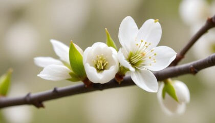 Obraz premium White blooming cherry flower bud on tree in nature closeup view