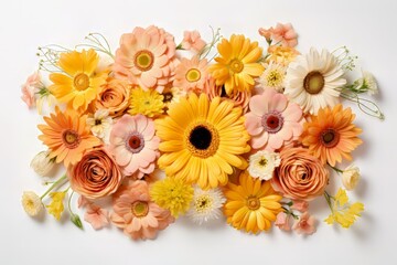 Naklejka premium Natural Elegance Mismatched Patterns in Light Pink and Orange Floral Composition.jpeg