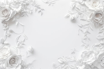 Clean and luxurious white floral pattern background copy space