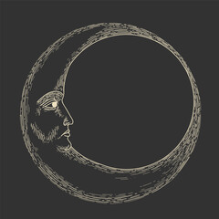 Vector illustration set of moon phases. Different stages of moonlight activity in vintage engraving style. Zodiac Signs  © chikovnaya