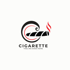 Cigarette simple design vector with c initial logo