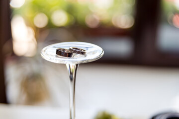 Wedding Rings on Glass Stem