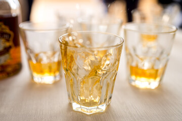 Whiskey Pour in Glass on Table