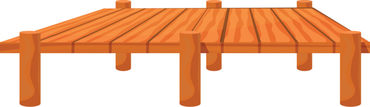 Simple illustration of a wooden pier standing on water, isolated on a white background