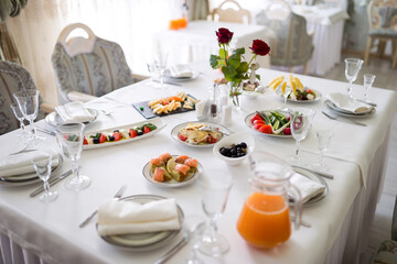 Formal Dinner Table Setting With Appetizers