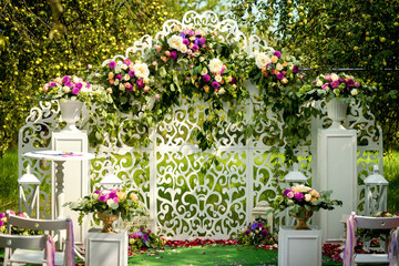Floral Wedding Arch Decoration in Garden