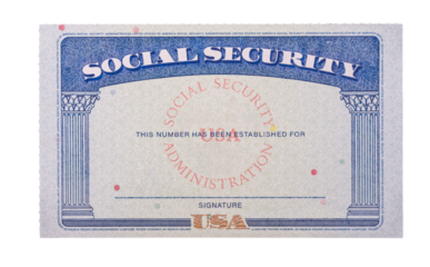 Blank USA social security card isolated against transparent background