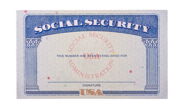 Blank USA social security card isolated against transparent background