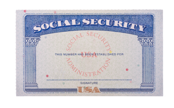Blank USA social security card isolated against transparent background