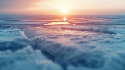 An ethereal winter morning where the sun rises with spectral light that dances across the ice