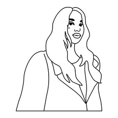 Woman portrait in simple linear style. Beautiful girl avatar.