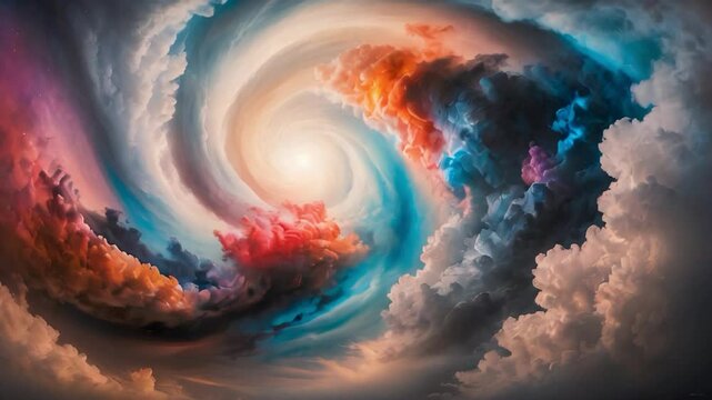 cosmic cloud, vibrant bursts of color coexist with dark, melancholic shadows, creating a mesmerizing contrast. 