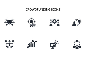 Crowdfunding investment icon set.vector.Editable stroke.linear style sign for use web design,logo.Symbol illustration.