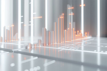 Abstract digital data landscape with illuminated graphs futuristic technology data visualization concept