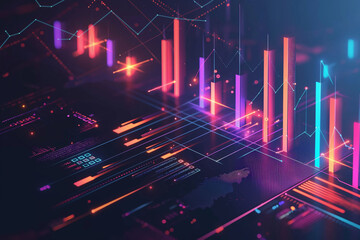 Digital data visualization futuristic abstract concept data charts processing analytics financial analysis models concept