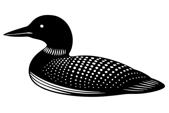 recommend clip art:  Loon bird silhouette lineocut vector illustration