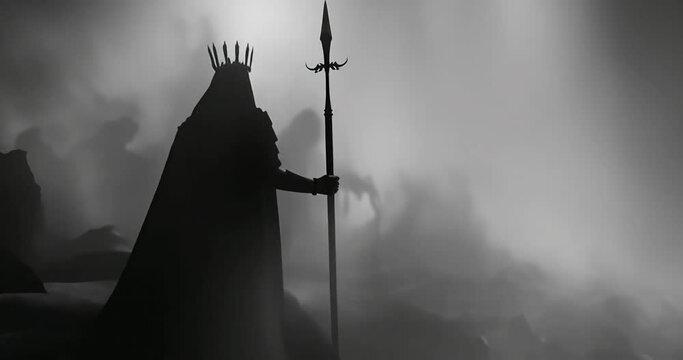 dark fantasy lord with spear


