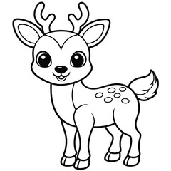 Funny Cartoon Deer Silhouette vector illustration black and white 