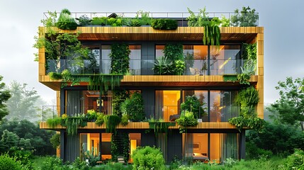 Property infographic showcasing the ecofriendly design of a Residential Building in real estate emphasizing sustainability