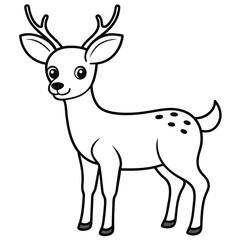 Fototapeta premium Funny Cartoon Deer Silhouette vector illustration black and white 
