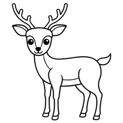 Funny Cartoon Deer Silhouette vector illustration black and white 