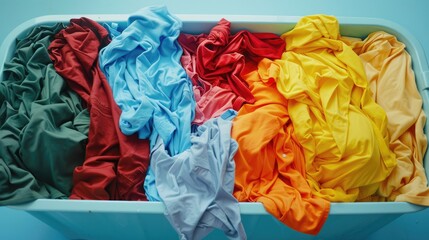 Bright garments in a laundry container