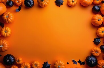 orange halloween background with pumpkins