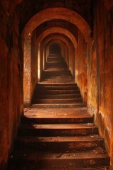 Rusty Stairway Leading Upwards Through Archways