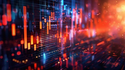 Fototapeta premium Abstract digital data display with red and blue color palette