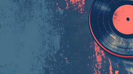 Obraz premium Vintage blue background with retro vinyl record