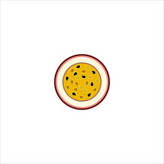 Passion fruit half, icon, exotic fruit, vector image