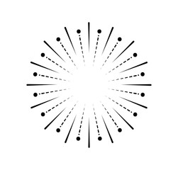 Obraz premium Minimalistic sun rays. Sunburst silhouette in bohemian style. Icon for website or emblem for company. Minimalist creativity and art. Linear vector illustration isolated on white background