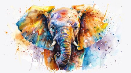 Colorful Elephant Watercolor Artwork