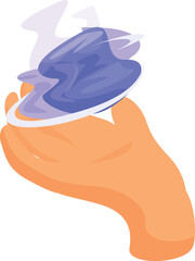 Scientist is holding a petri dish with a swirling, steaming substance, suggesting an experiment or scientific breakthrough