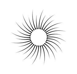 Obraz premium Minimalistic sun rays. Sunburst silhouette in bohemian style. Icon for website or emblem for company. Abstract sun for logotypes. Linear vector illustration isolated on white background