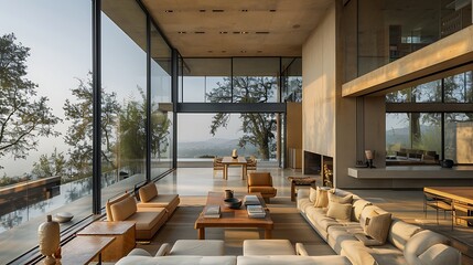 Fototapeta premium Real estate showcasing Minimalist Design home with clean lines neutral colors open spaces and simple yet functional furnishings