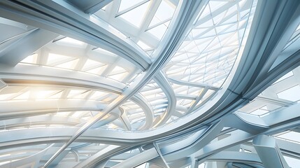 Fototapeta premium Modern Architectural Design with Overlapping Metal Framework