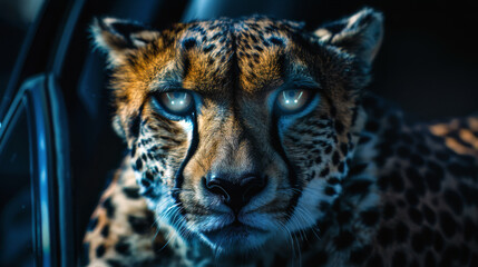 Obraz premium A cheetah symbolizes the speed and agility of a car