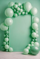 ballons happy birthday frame green easter eggs celebration party festive holiday