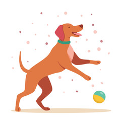 Vizsla Dog Playing Outside Illustration